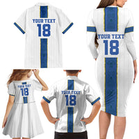 Custom Finland Football Family Matching Long Sleeve Bodycon Dress and Hawaiian Shirt Suomi Champion Sami Pattern - Wonder Print Shop