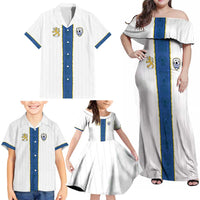 Custom Finland Football Family Matching Off Shoulder Maxi Dress and Hawaiian Shirt Suomi Champion Sami Pattern - Wonder Print Shop