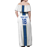 Custom Finland Football Family Matching Off Shoulder Maxi Dress and Hawaiian Shirt Suomi Champion Sami Pattern - Wonder Print Shop