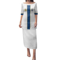 Custom Finland Football Family Matching Puletasi and Hawaiian Shirt Suomi Champion Sami Pattern - Wonder Print Shop