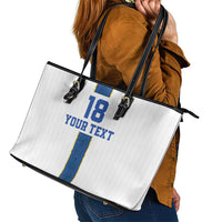 Custom Finland Football Leather Tote Bag Suomi Champion Sami Pattern - Wonder Print Shop