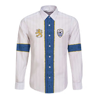 Custom Finland Football Long Sleeve Button Shirt Suomi Champion Sami Pattern - Wonder Print Shop
