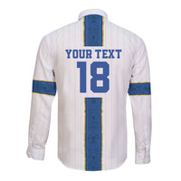 Custom Finland Football Long Sleeve Button Shirt Suomi Champion Sami Pattern - Wonder Print Shop