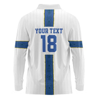 Custom Finland Football Long Sleeve Polo Shirt Suomi Champion Sami Pattern - Wonder Print Shop