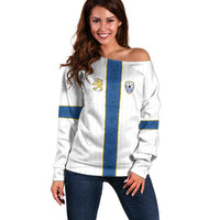 Custom Finland Football Off Shoulder Sweater Suomi Champion Sami Pattern - Wonder Print Shop