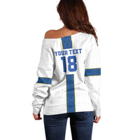 Custom Finland Football Off Shoulder Sweater Suomi Champion Sami Pattern - Wonder Print Shop