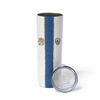 Custom Finland Football Skinny Tumbler Suomi Champion Sami Pattern - Wonder Print Shop