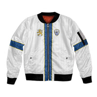 Custom Finland Football Sleeve Zip Bomber Jacket Suomi Champion Sami Pattern - Wonder Print Shop
