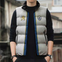 Custom Finland Football Sleeveless Puffer Jacket Suomi Champion Sami Pattern - Wonder Print Shop