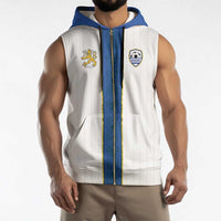 Custom Finland Football Sleeveless Zip Hoodie Suomi Champion Sami Pattern - Wonder Print Shop