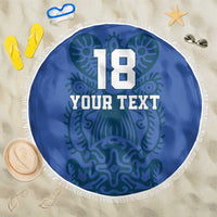 Custom Finland Football Champion Beach Blanket Sami Pattern - Wonder Print Shop