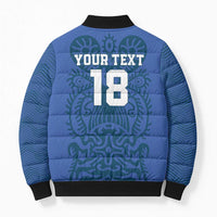 Custom Finland Football Champion Bomber Puffer Jacket Sami Pattern - Wonder Print Shop