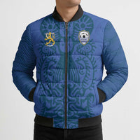 Custom Finland Football Champion Bomber Puffer Jacket Sami Pattern - Wonder Print Shop