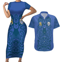 Custom Finland Football Champion Couples Matching Short Sleeve Bodycon Dress and Hawaiian Shirt Sami Pattern - Wonder Print Shop