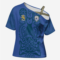Custom Finland Football Champion Cross Shoulder Shirt Sami Pattern - Wonder Print Shop