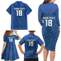 Custom Finland Football Champion Family Matching Long Sleeve Bodycon Dress and Hawaiian Shirt Sami Pattern - Wonder Print Shop