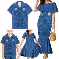 Custom Finland Football Champion Family Matching Mermaid Dress and Hawaiian Shirt Sami Pattern - Wonder Print Shop
