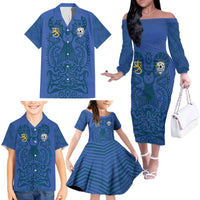 Custom Finland Football Champion Family Matching Off The Shoulder Long Sleeve Dress and Hawaiian Shirt Sami Pattern - Wonder Print Shop