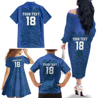 Custom Finland Football Champion Family Matching Off The Shoulder Long Sleeve Dress and Hawaiian Shirt Sami Pattern - Wonder Print Shop