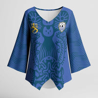 Custom Finland Football Champion Kimono Sleeve Blouse Sami Pattern - Wonder Print Shop