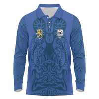 Custom Finland Football Champion Long Sleeve Polo Shirt Sami Pattern - Wonder Print Shop