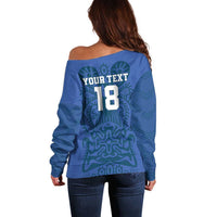 Custom Finland Football Champion Off Shoulder Sweater Sami Pattern - Wonder Print Shop