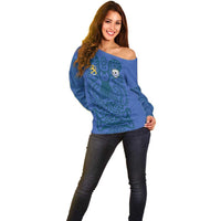 Custom Finland Football Champion Off Shoulder Sweater Sami Pattern - Wonder Print Shop