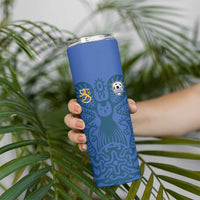 Custom Finland Football Champion Skinny Tumbler Sami Pattern - Wonder Print Shop
