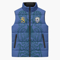 Custom Finland Football Champion Sleeveless Puffer Jacket Sami Pattern - Wonder Print Shop
