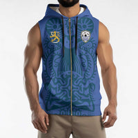 Custom Finland Football Champion Sleeveless Zip Hoodie Sami Pattern - Wonder Print Shop