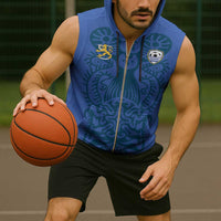 Custom Finland Football Champion Sleeveless Zip Hoodie Sami Pattern - Wonder Print Shop