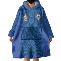 Custom Finland Football Champion Wearable Blanket Hoodie Sami Pattern - Wonder Print Shop