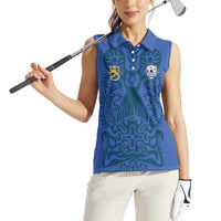 Custom Finland Football Champion Women Sleeveless Polo Shirt Sami Pattern - Wonder Print Shop