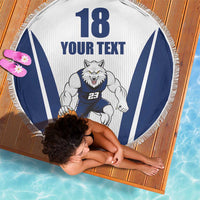 Finland Basketball Custom Beach Blanket Wolf Mascot Dynamic Style - Wonder Print Shop