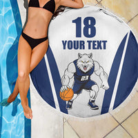 Finland Basketball Custom Beach Blanket Wolf Mascot Dynamic Style - Wonder Print Shop