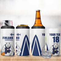 Finland Basketball Custom 4 in 1 Can Cooler Tumbler Wolf Mascot Dynamic Style - Wonder Print Shop