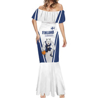 Finland Basketball Custom Mermaid Dress Wolf Mascot Dynamic Style - Wonder Print Shop