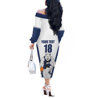 Finland Basketball Custom Off The Shoulder Long Sleeve Dress Wolf Mascot Dynamic Style - Wonder Print Shop