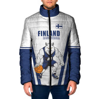 Finland Basketball Custom Padded Jacket Wolf Mascot Dynamic Style - Wonder Print Shop