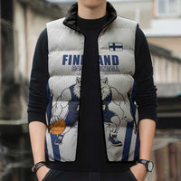 Finland Basketball Custom Sleeveless Puffer Jacket Wolf Mascot Dynamic Style - Wonder Print Shop