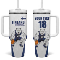 Finland Basketball Custom Tumbler With Handle Wolf Mascot Dynamic Style - Wonder Print Shop