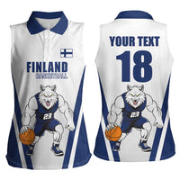 Finland Basketball Custom Women Sleeveless Polo Shirt Wolf Mascot Dynamic Style - Wonder Print Shop