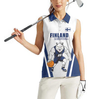 Finland Basketball Custom Women Sleeveless Polo Shirt Wolf Mascot Dynamic Style - Wonder Print Shop