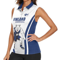Finland Basketball Custom Women Sleeveless Polo Shirt Wolf Mascot Dynamic Style - Wonder Print Shop