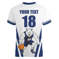 Finland Basketball Custom Women V-Neck T-Shirt Wolf Mascot Dynamic Style - Wonder Print Shop