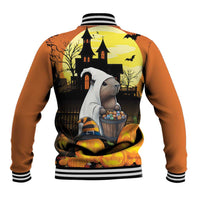 Capy-Boo-Ra Halloween Baseball Jacket Haunted House And Pumpkin Spooky - Wonder Print Shop
