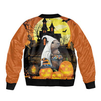 Capy-Boo-Ra Halloween Bomber Jacket Haunted House And Pumpkin Spooky - Wonder Print Shop