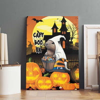 Capy-Boo-Ra Halloween Canvas Wall Art Haunted House And Pumpkin Spooky - Wonder Print Shop