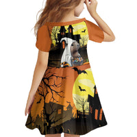Capy-Boo-Ra Halloween Family Matching Off The Shoulder Long Sleeve Dress and Hawaiian Shirt Haunted House And Pumpkin Spooky - Wonder Print Shop