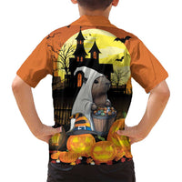 Capy-Boo-Ra Halloween Family Matching Summer Maxi Dress and Hawaiian Shirt Haunted House And Pumpkin Spooky - Wonder Print Shop